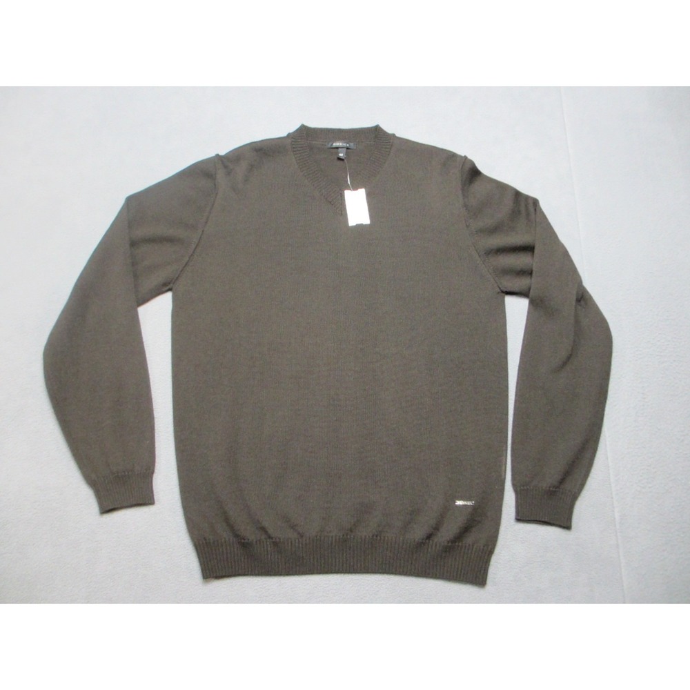Cooice Sweater Mens Medium 50 Brown Merino Wool Knitted Long Sleeve Pullover